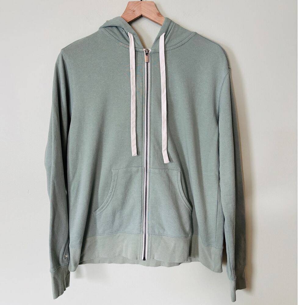 Peace Love World Green Zip Up Hoodie Sweatshirt Small